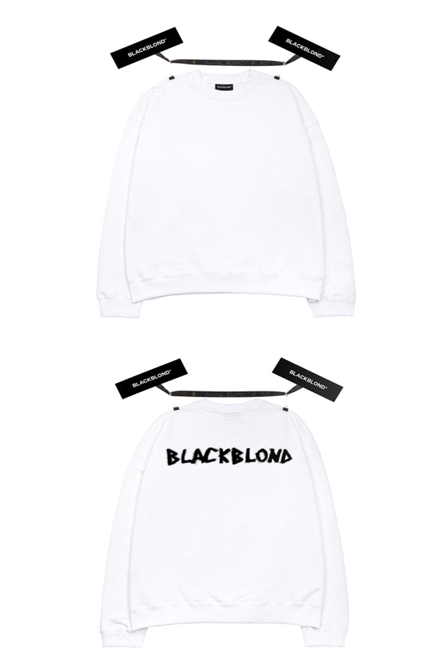 ブラックブロンド(BLACKBLOND)  BBD Graffiti Logo Crewneck Sweatshirt (White)