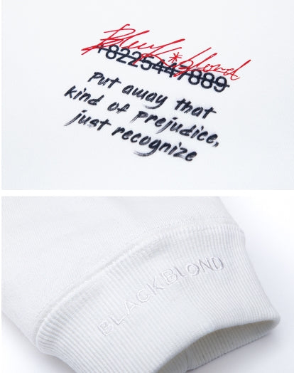 ブラックブロンド(BLACKBLOND)  BBD Slogan Logo Crewneck Sweatshirt (White)