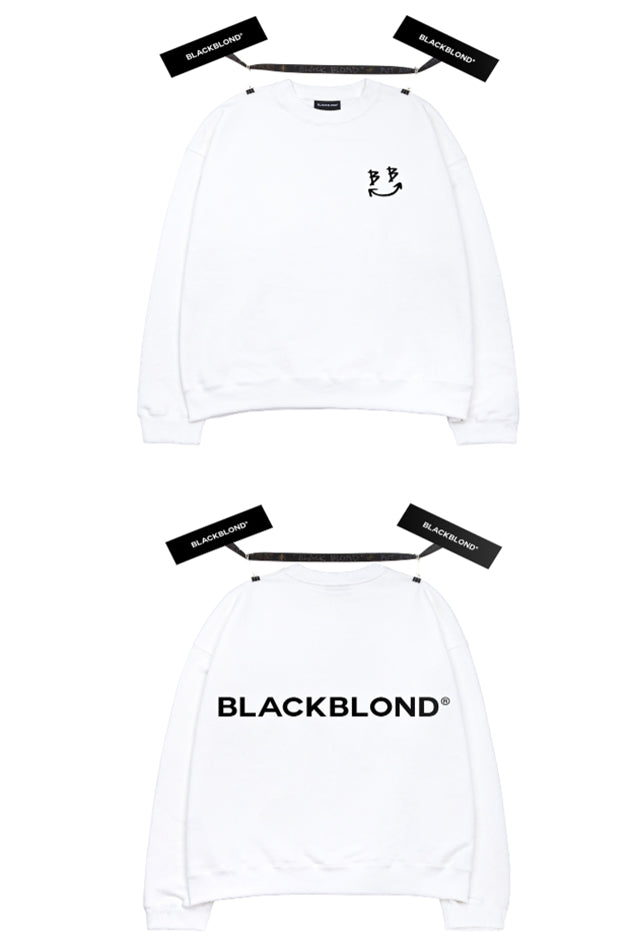 ブラックブロンド(BLACKBLOND)  BBD Classic Smile Logo Crewneck Sweatshirt (White)