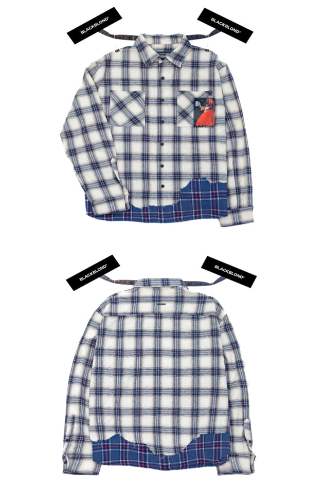 ブラックブロンド(BLACKBLOND)  BBD Inferno Layered Check Shirt (Ivory)