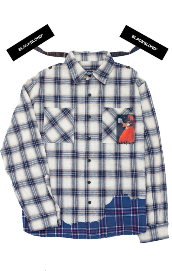 ブラックブロンド(BLACKBLOND)  BBD Inferno Layered Check Shirt (Ivory)