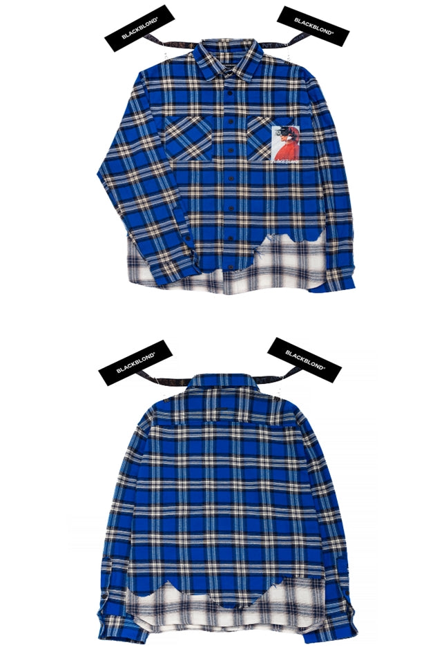 ブラックブロンド(BLACKBLOND)  BBD Inferno Layered Check Shirt (Blue)