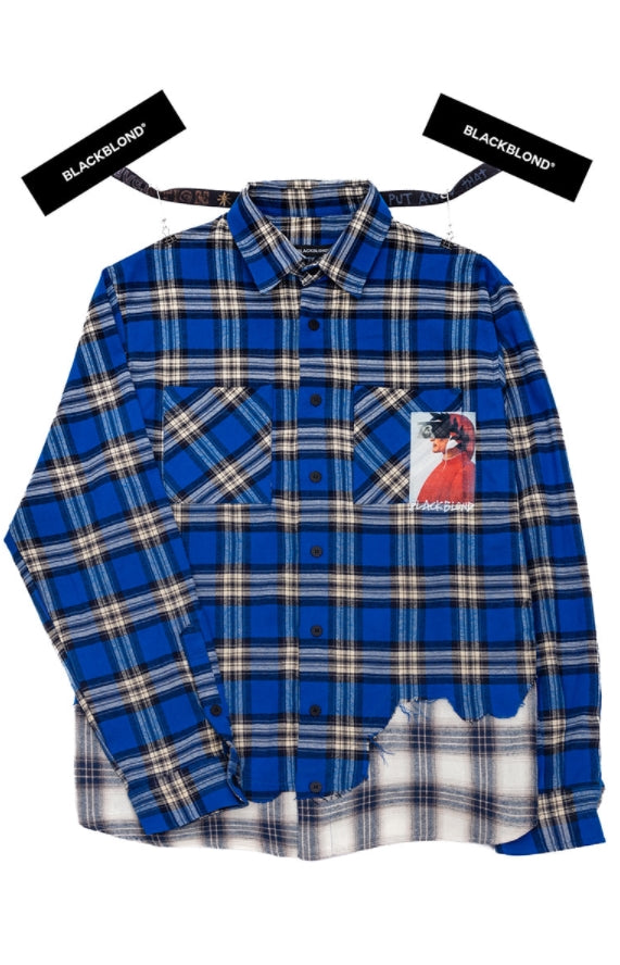 ブラックブロンド(BLACKBLOND)  BBD Inferno Layered Check Shirt (Blue)
