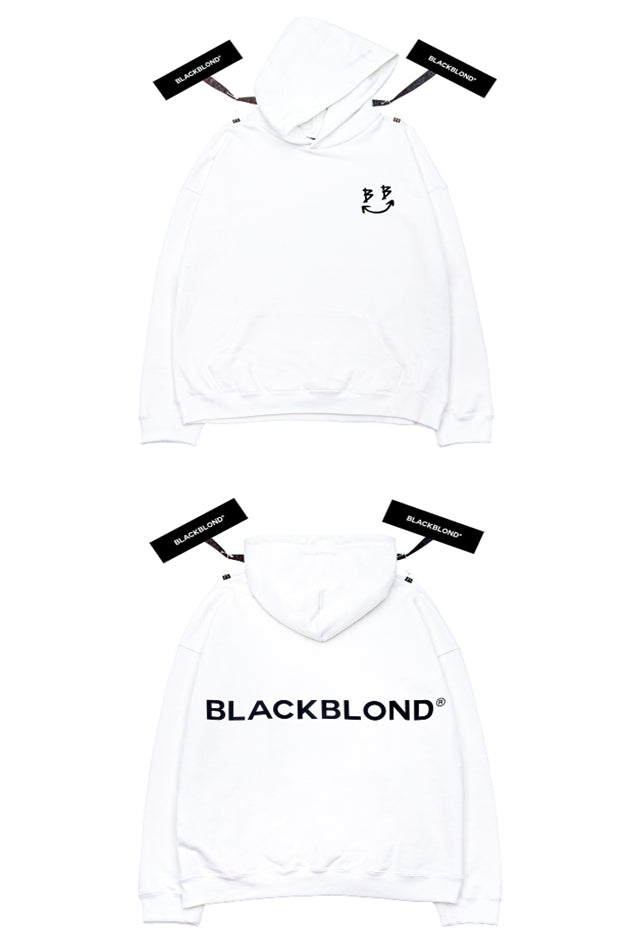 ブラックブロンド(BLACKBLOND)  BBD Reflection Classic Smile Logo Hoodie (White)