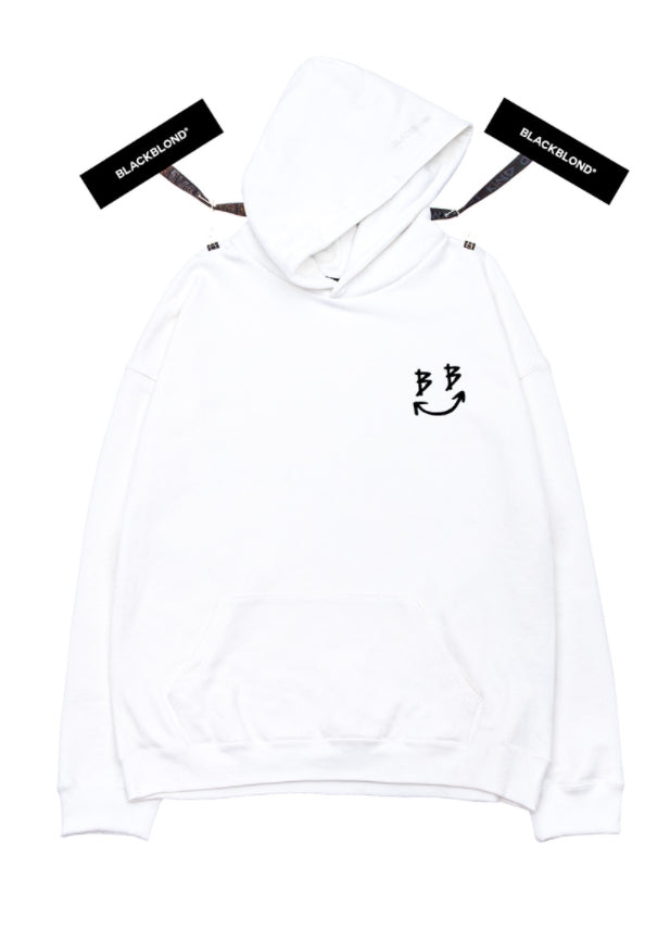 ブラックブロンド(BLACKBLOND)  BBD Reflection Classic Smile Logo Hoodie (White)
