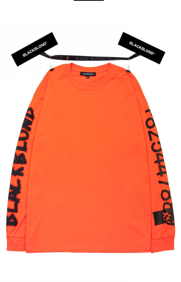 ブラックブロンド(BLACKBLOND)  BBD Graffiti Number Logo Long Sleeve Tee (Orange)