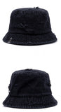 ブラックブロンド(BLACKBLOND)  BBD Ripped Custom Smile Logo Denim Bucket Hat (Black)