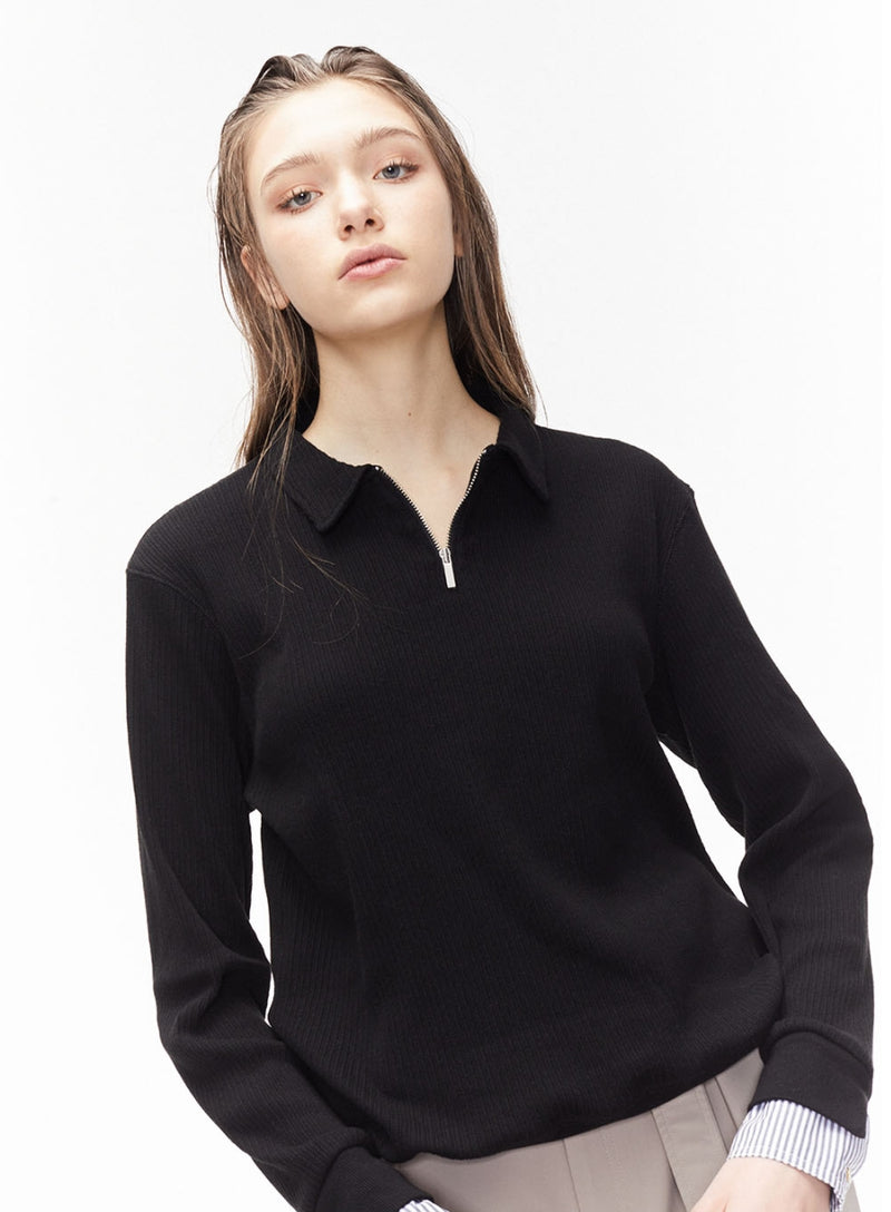 ORDINARY PEOPLE(オーディナリーピープル)  ORDINARY PEOPLE NECK POINT BLACK KNIT