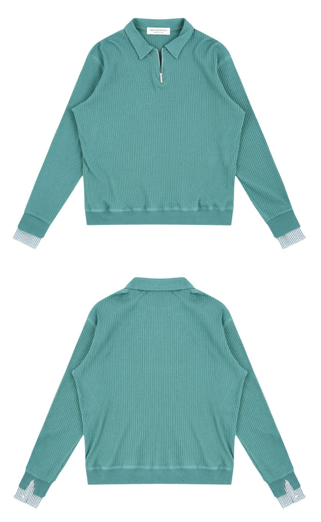 ORDINARY PEOPLE(オーディナリーピープル)  ORDINARY PEOPLE NECK POINT GREEN KNIT