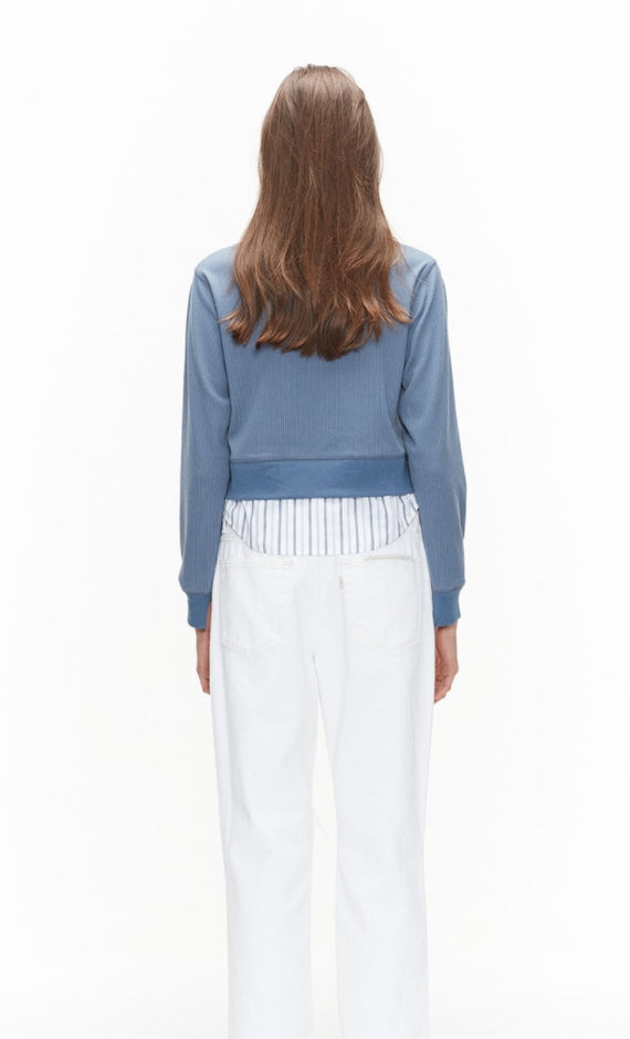 ORDINARY PEOPLE(オーディナリーピープル)  ORDINARY PEOPLE SHIRTS LAYERED BLUE KNIT
