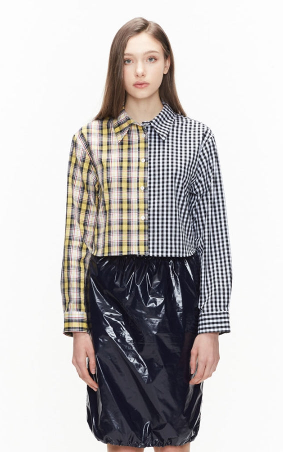 ORDINARY PEOPLE(オーディナリーピープル)  ORDINARY PEOPLE YELLOW MIXED CHECK SHIRTS