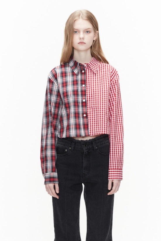 ORDINARY PEOPLE(オーディナリーピープル)  ORDINARY PEOPLE RED MIXED CHECK SHIRTS
