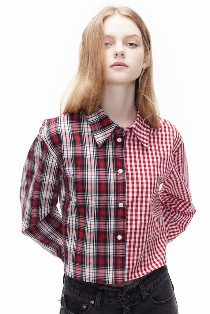 ORDINARY PEOPLE(オーディナリーピープル)  ORDINARY PEOPLE RED MIXED CHECK SHIRTS