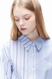 ORDINARY PEOPLE(オーディナリーピープル)  ORDINARY PEOPLE STRIPE MIXED BLUE SHIRTS