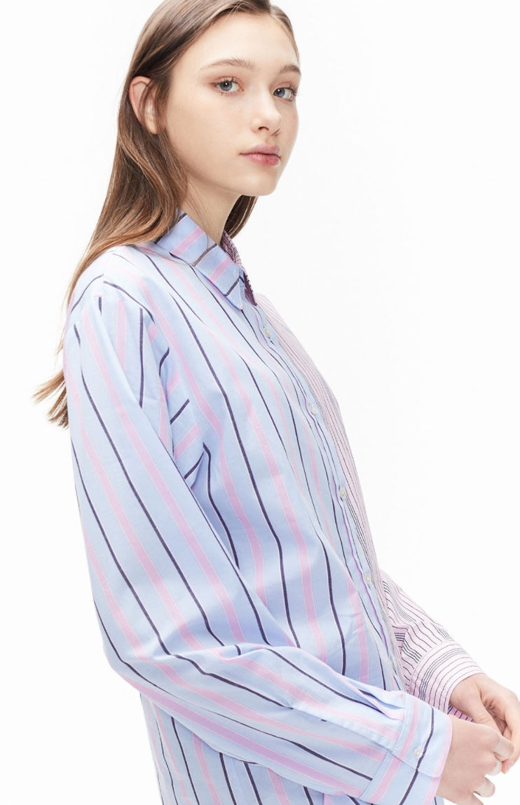 ORDINARY PEOPLE(オーディナリーピープル)  ORDINARY PEOPLE STRIPE MIXED PINK SHIRTS