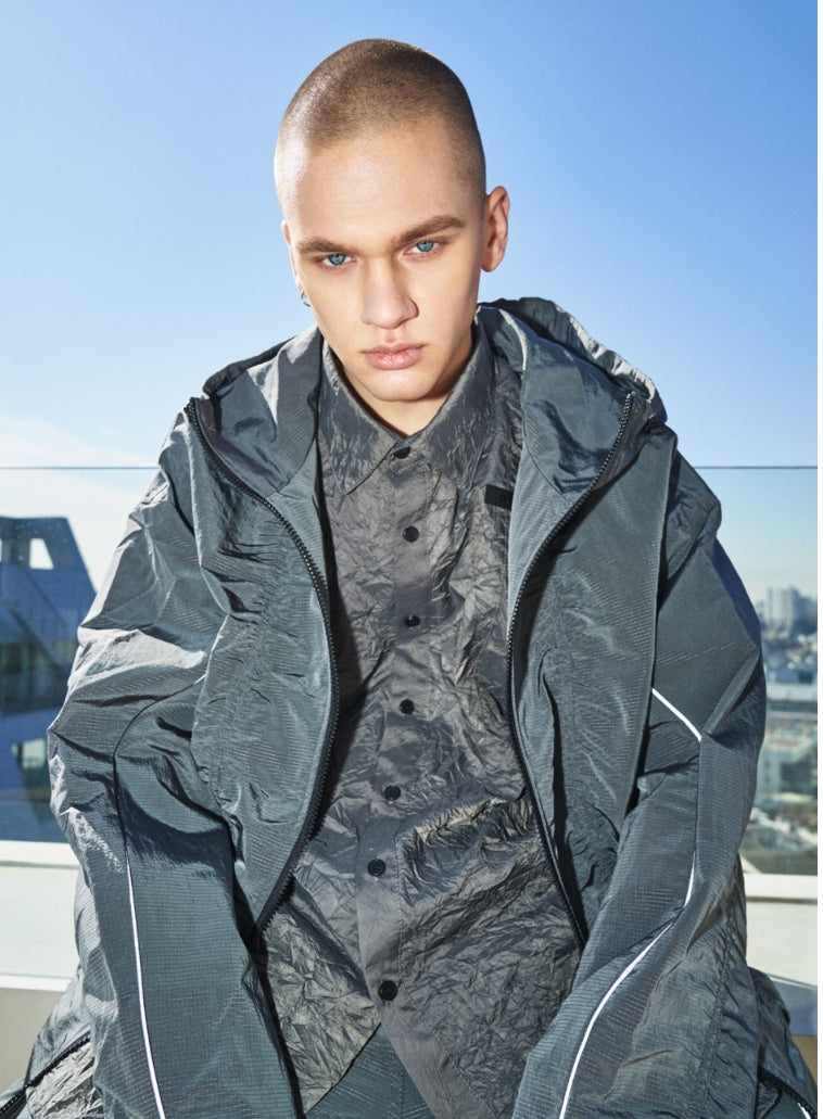 OVERR(オベルー)  21SS METAL RIP CHARCOAL NYLON JACKET