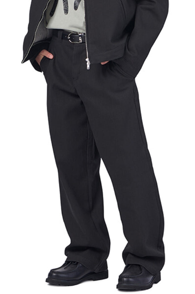 NOMANUAL(ノーマニュアル)　STRIPED WORK PANTS - CHARCOAL