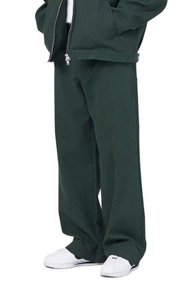 NOMANUAL(ノーマニュアル)　STRIPED WORK PANTS - GREEN