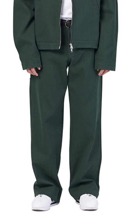 NOMANUAL(ノーマニュアル)　STRIPED WORK PANTS - GREEN