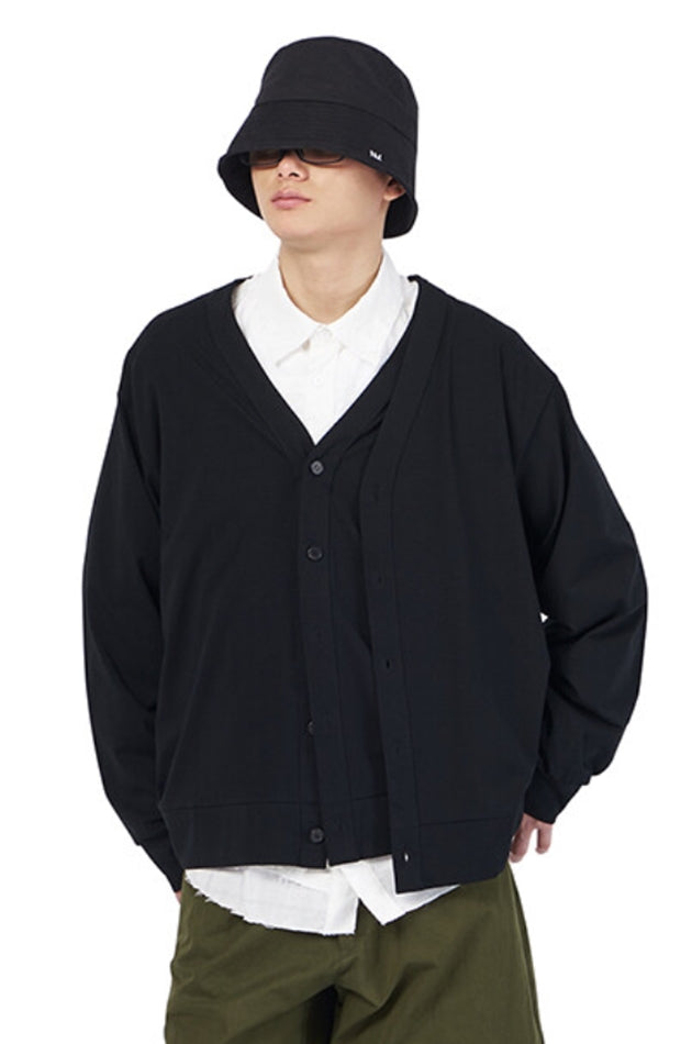 NOMANUAL(ノーマニュアル)  DOUBLE CARDIGAN - BLACK