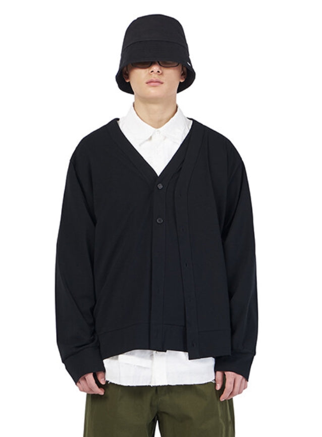 NOMANUAL(ノーマニュアル)  DOUBLE CARDIGAN - BLACK