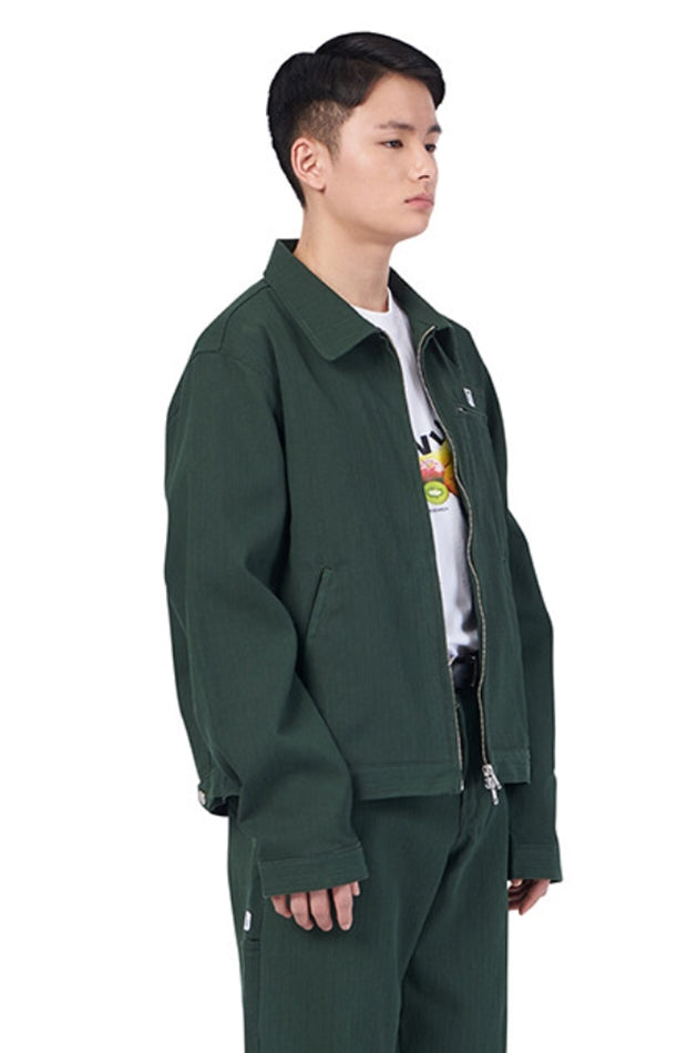 NOMANUAL(ノーマニュアル)  STRIPED WORK JACKET - GREEN