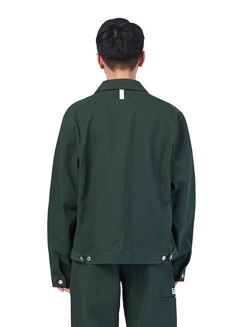 NOMANUAL(ノーマニュアル)  STRIPED WORK JACKET - GREEN