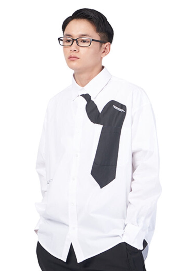 NOMANUAL(ノーマニュアル) NECKTIE SHIRT - WHITE