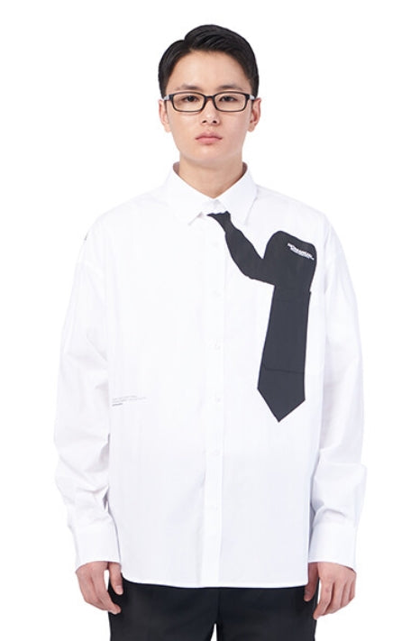 NOMANUAL(ノーマニュアル) NECKTIE SHIRT - WHITE