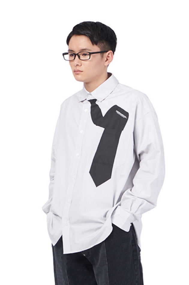 NOMANUAL(ノーマニュアル) NECKTIE SHIRT - STRIPED