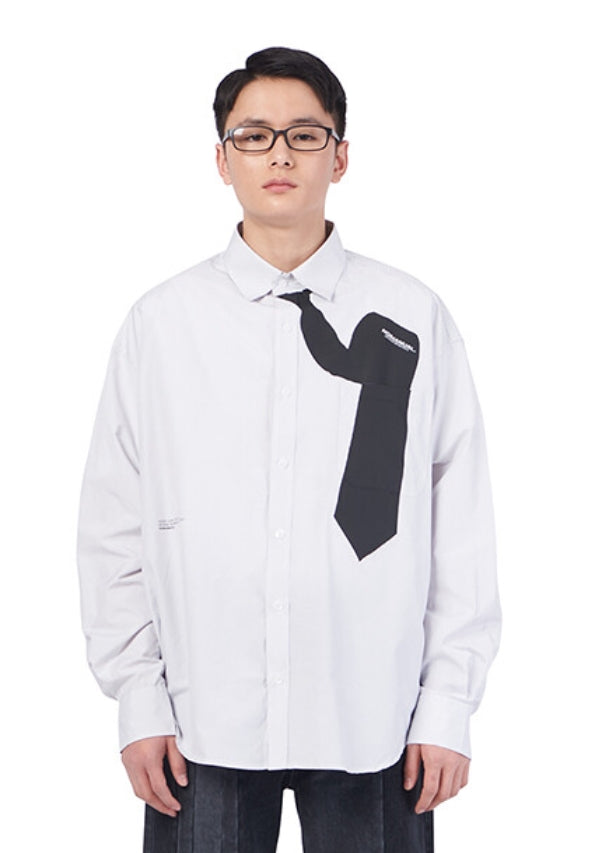 NOMANUAL(ノーマニュアル) NECKTIE SHIRT - STRIPED