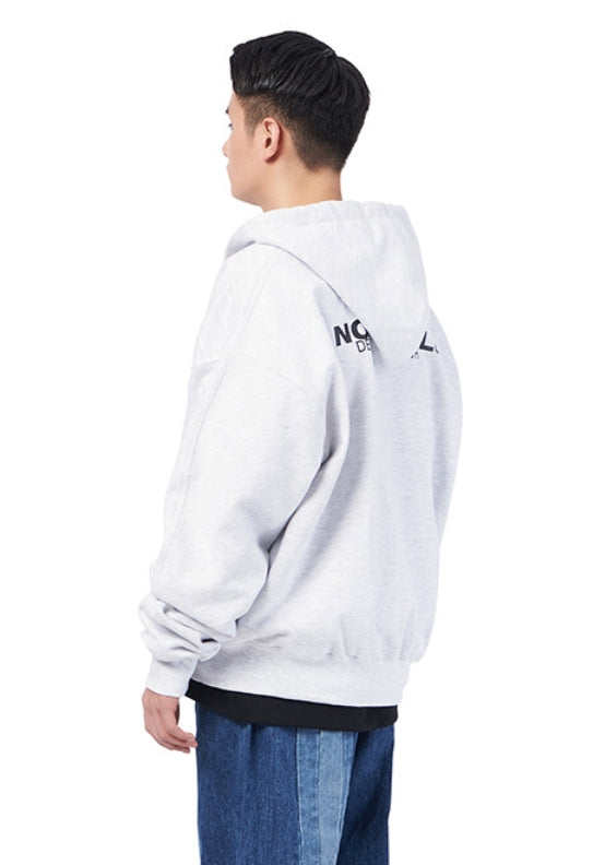 NOMANUAL(ノーマニュアル) C.S HOODED ZIP UP JACKET - WHITE MELANGE