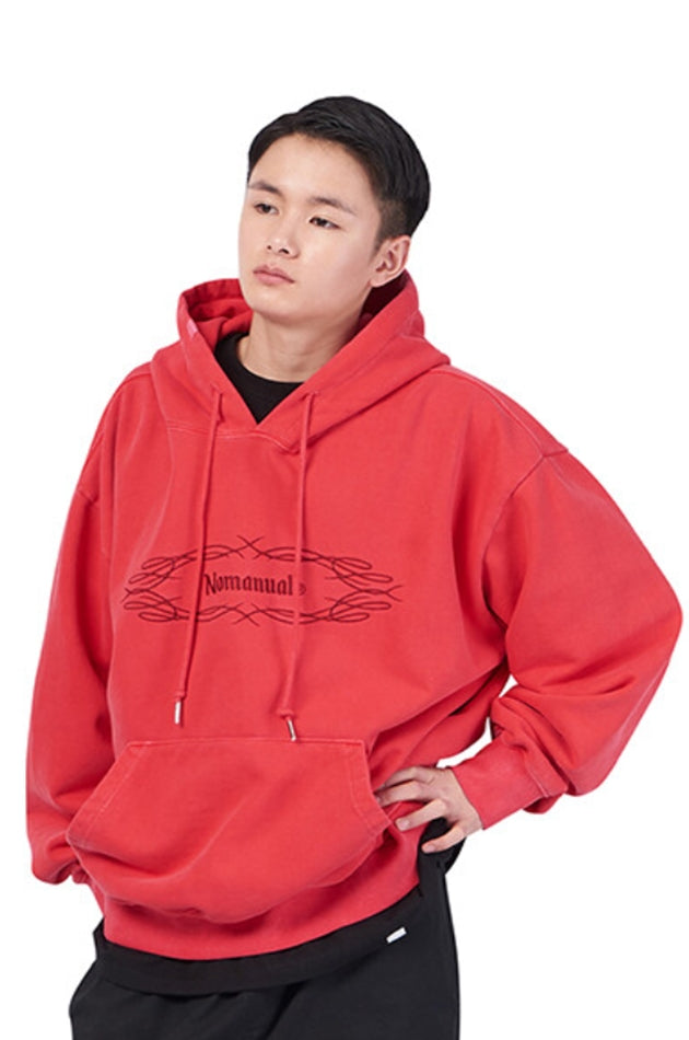 NOMANUAL(ノーマニュアル)  PST DYED HOODIE - RED