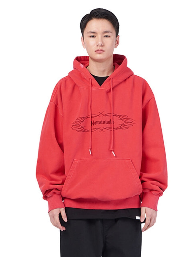 NOMANUAL(ノーマニュアル)  PST DYED HOODIE - RED