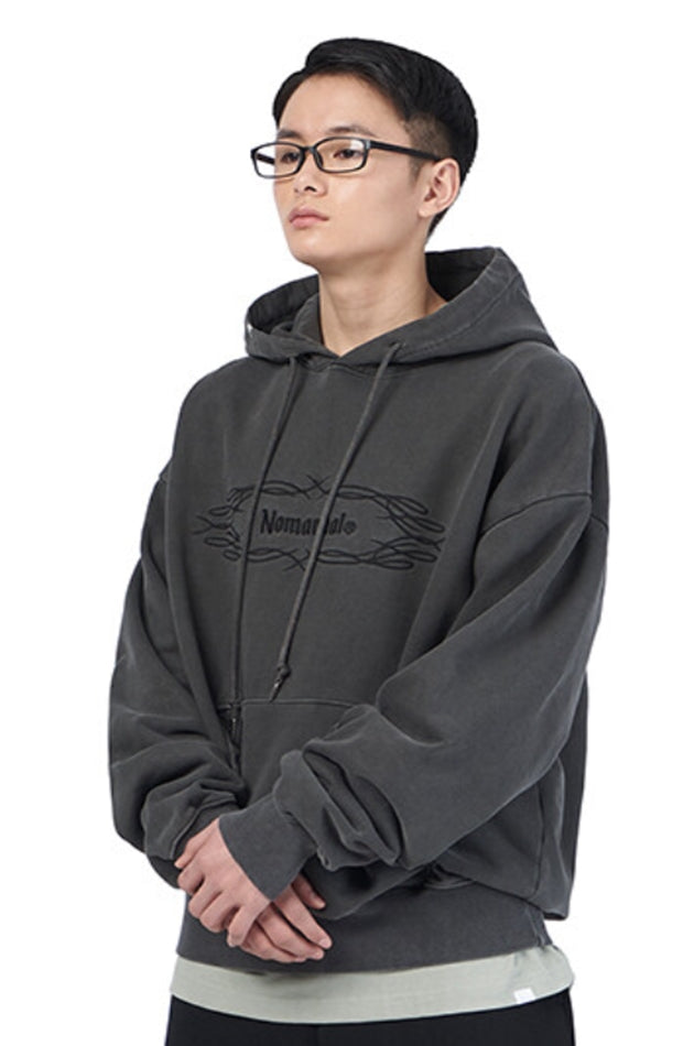 NOMANUAL(ノーマニュアル)  PST DYED HOODIE - DARK GRAY