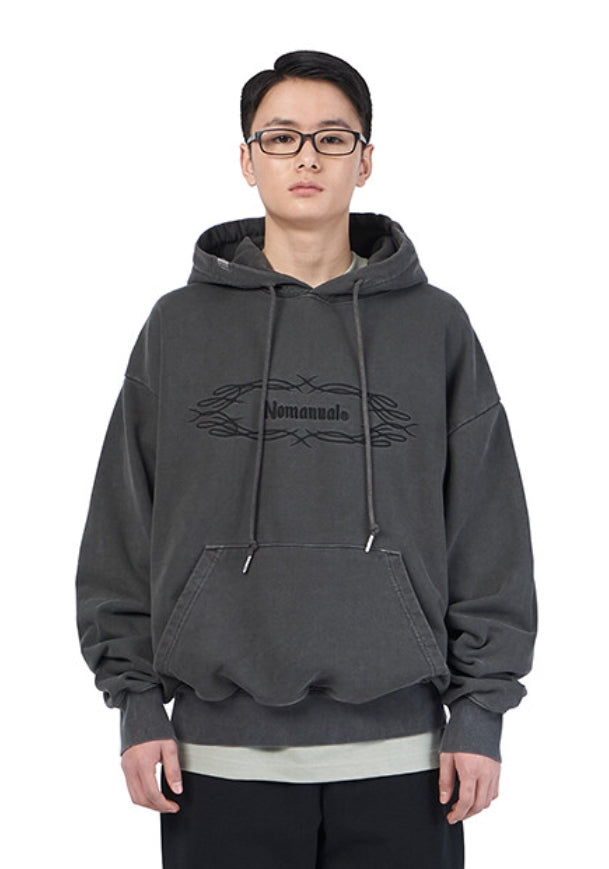NOMANUAL(ノーマニュアル)  PST DYED HOODIE - DARK GRAY