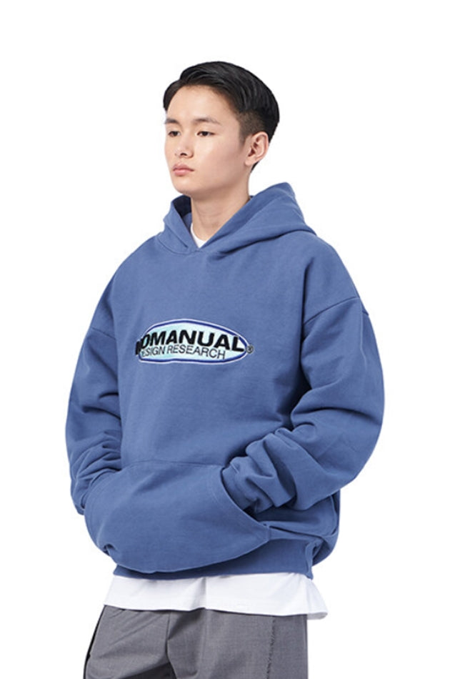 NOMANUAL(ノーマニュアル)  BOUCLE LOGO HOODIE - LIGHT NAVY