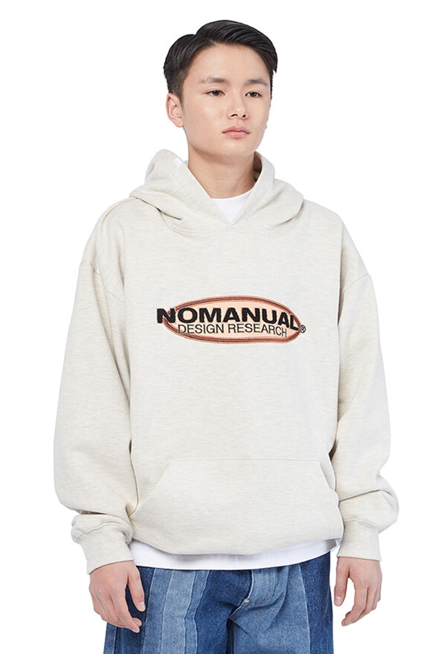 NOMANUAL(ノーマニュアル)  BOUCLE LOGO HOODIE - OATMEAL MELANGE