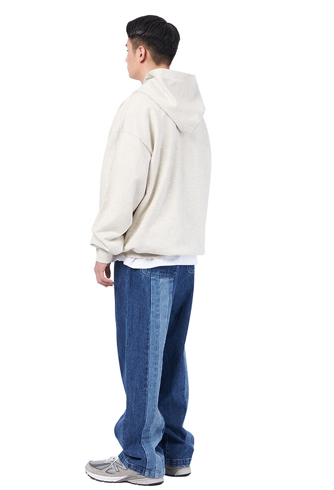 NOMANUAL(ノーマニュアル)  BOUCLE LOGO HOODIE - OATMEAL MELANGE