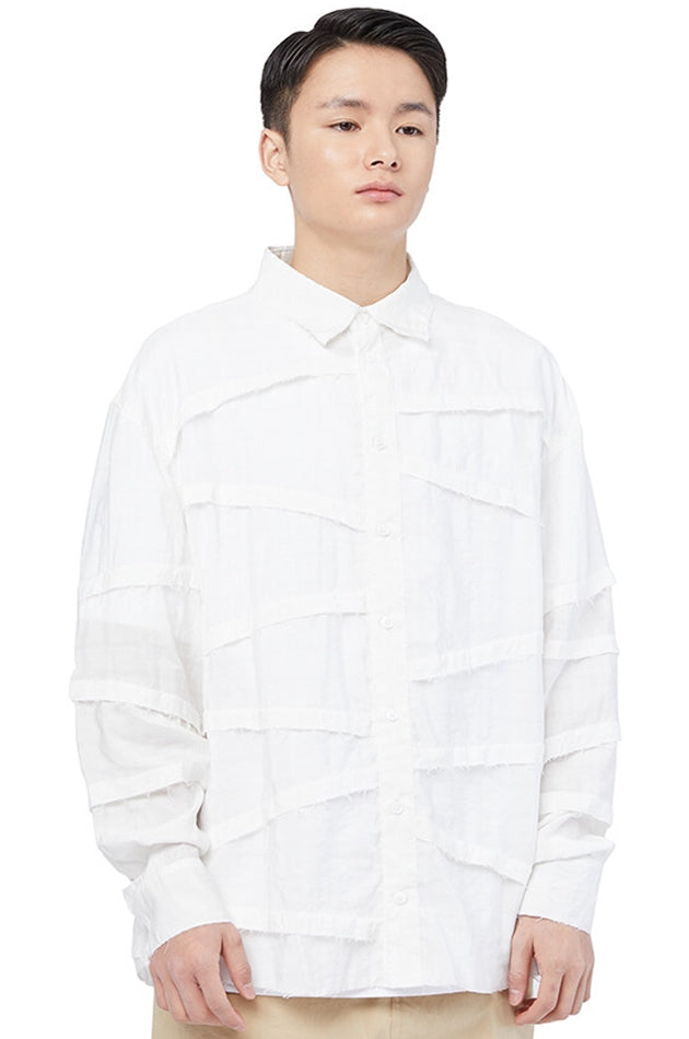 NOMANUAL(ノーマニュアル)  DIAGONAL CHECK SHIRT - WHITE