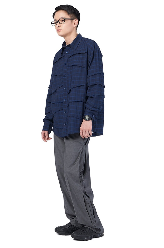 NOMANUAL(ノーマニュアル)  DIAGONAL CHECK SHIRT - NAVY