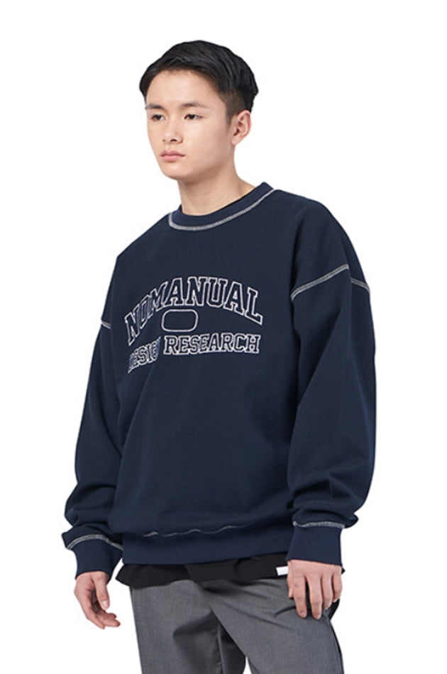 NOMANUAL(ノーマニュアル)  STITCH LOGO SWEATSHIRT - NAVY