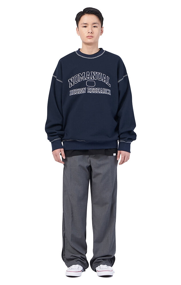 NOMANUAL(ノーマニュアル)  STITCH LOGO SWEATSHIRT - NAVY