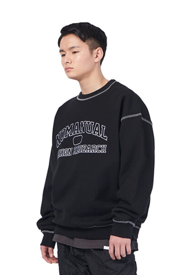 NOMANUAL(ノーマニュアル)  STITCH LOGO SWEATSHIRT - BLACK