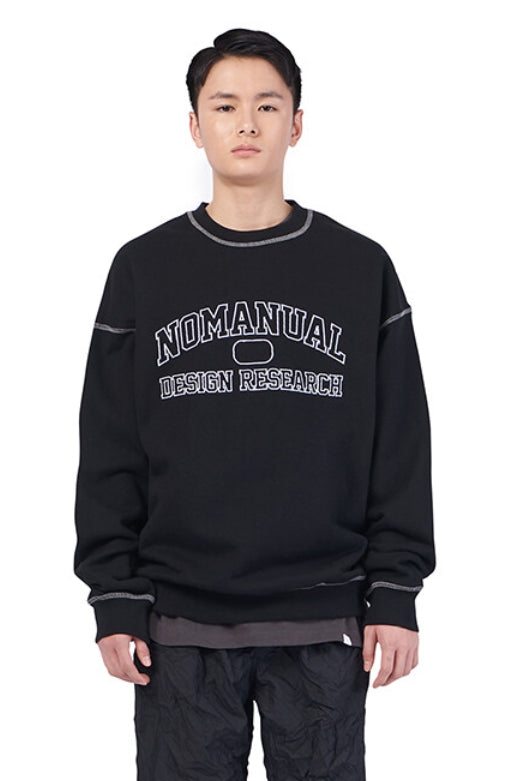 NOMANUAL(ノーマニュアル)  STITCH LOGO SWEATSHIRT - BLACK