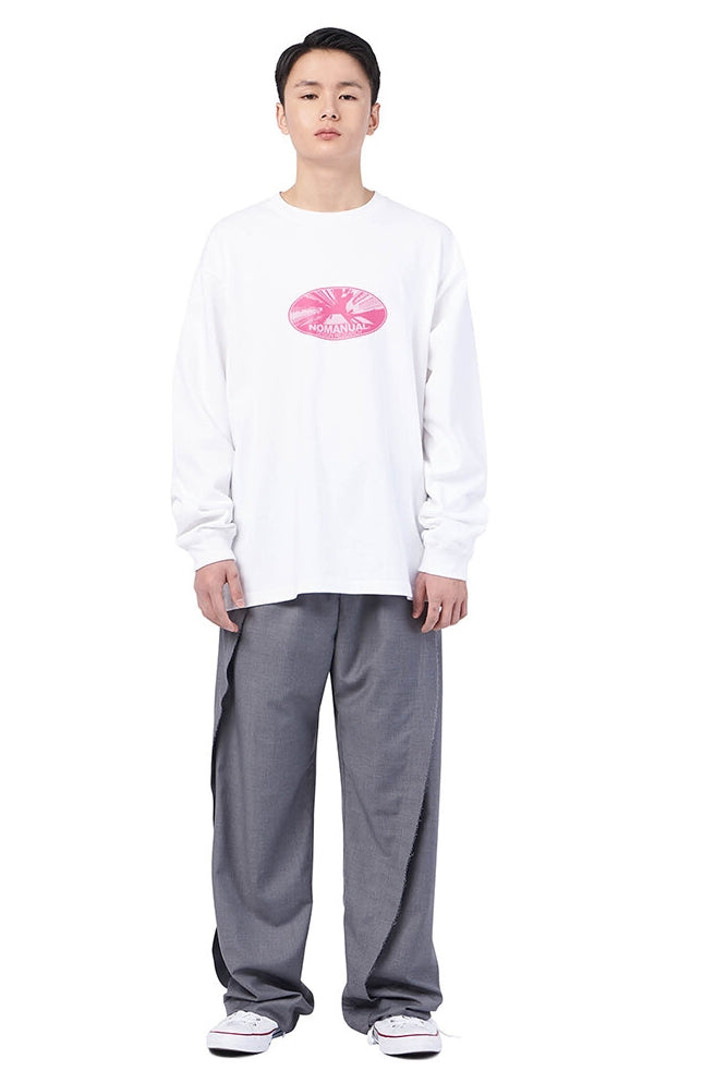 NOMANUAL(ノーマニュアル) VERTICAL WORLD LONG SLEEVE TEE - WHITE