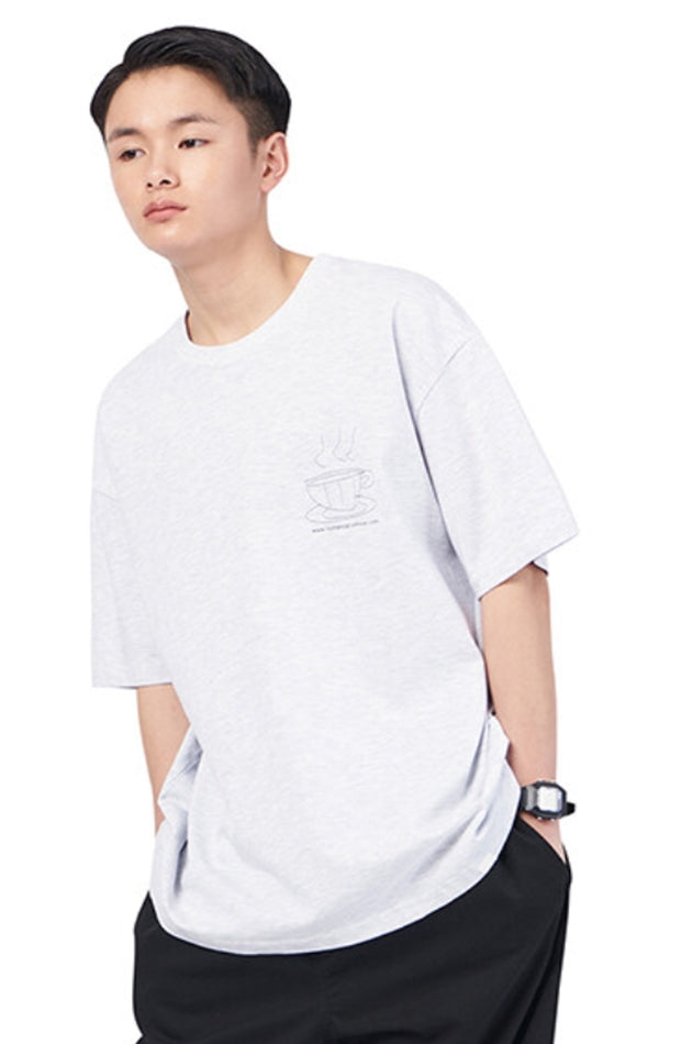 NOMANUAL(ノーマニュアル) COFFEE T-SHIRT - WHITE MELANGE