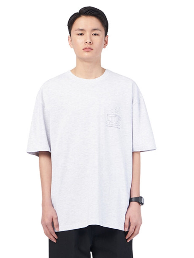 NOMANUAL(ノーマニュアル) COFFEE T-SHIRT - WHITE MELANGE