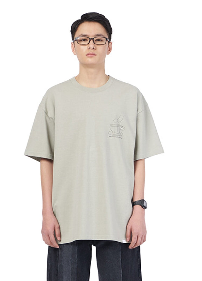 NOMANUAL(ノーマニュアル) COFFEE T-SHIRT - LIGHT KHAKI