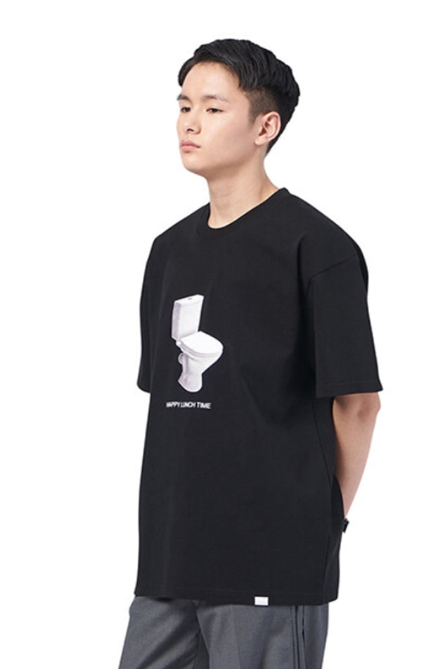 NOMANUAL(ノーマニュアル) HAPPY LUNCH TIME T-SHIRT - BLACK